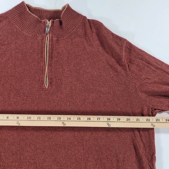 Tommy Bahama 1/4 Zip Pullover Sweater Mens L Orange Cotton Cashmere Long Sleeve - Picture 7 of 9